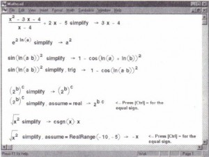 Figure 17-8: Some results of simplifying. Modifiers such as "trig" give more control over the simplification.