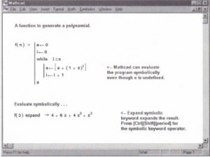 Using a Mathcad program to generate a symbolic expression.